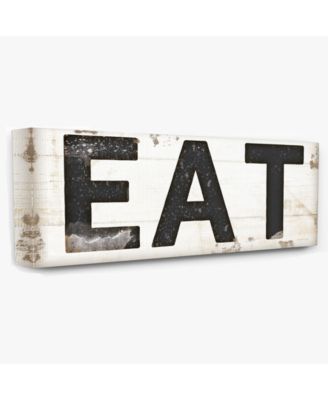 EAT Typography Vintage-Inspired Sign Cavnas Wall Art, 10" x 24"