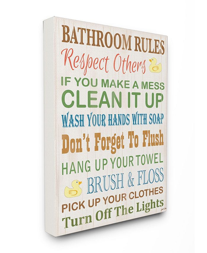 Stupell Industries Home Decor Bathroom Rules Typography Rubber Ducky Canvas Wall Art 24 X 30 Reviews All Décor Macy S - Stupell Home Decor Bathroom