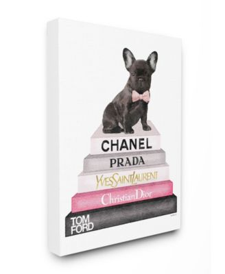 Book Stack Fashion French Bulldog Canvas Wall Art, 24" x 30"