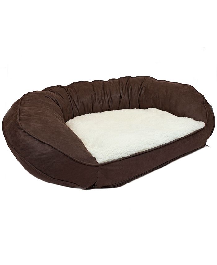 Precious Tails Vegan Leather Curved Orthopedic Memory Foam Sofa Pet Bed