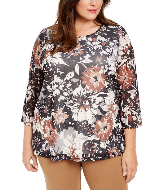Alfred Dunner Plus Size Floral Print Top Reviews Tops Macy S