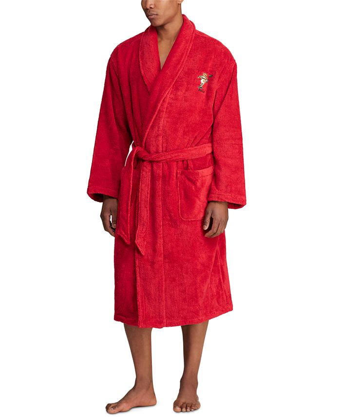 Embroidered logo hooded bathrobe, Polo Ralph Lauren