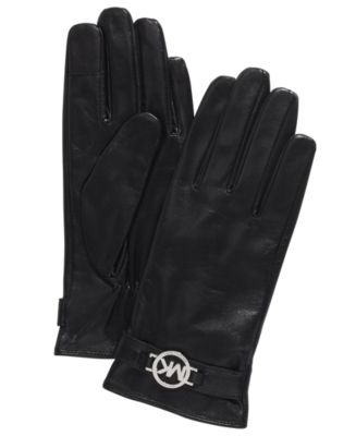 Michael Kors Women's Leather Logo Ornament Gloves - Macy's