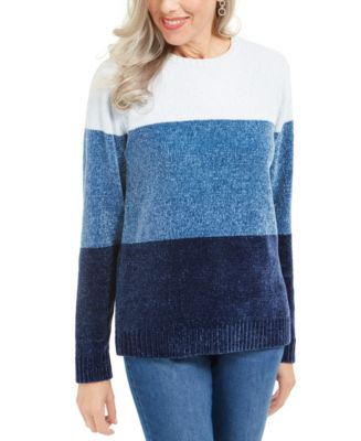Karen Scott Petite Lucy Colorblocked Chenille Sweater, Created for Macy ...