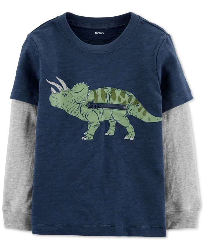 Carter's Baby Boys Cotton Zip Dinosaur Layered-Look T-Shirt - Macy's