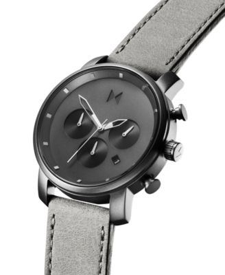 MVMT Chronograph 40 Monochrome Gray Leather Strap Watch 40mm
