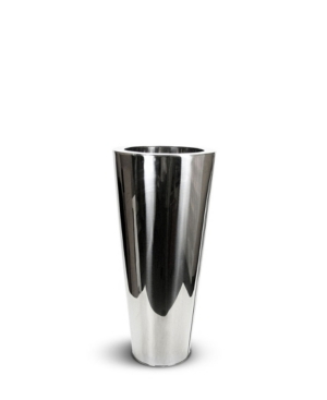 Le Present Chroma Moderna Cone Stainless Steel Vase 28" In Silver