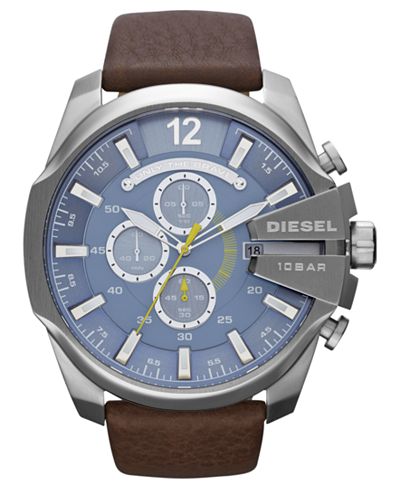 Diesel Watch, Men's Chronograph Brown Leather Strap 51mm DZ4281