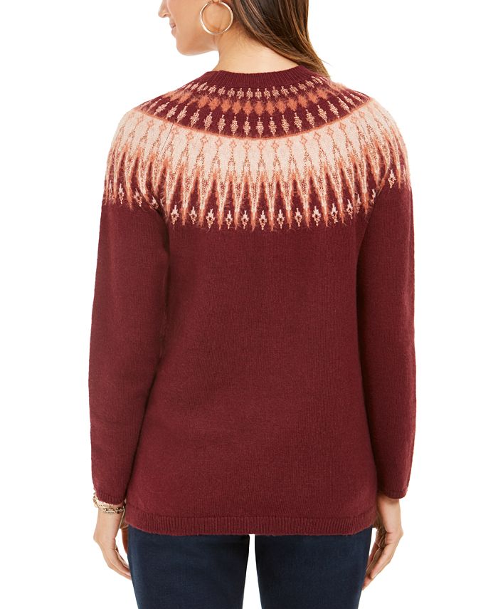 Style & Co Petite Fair Isle Crewneck Sweater, Created for Macy's - Macy's