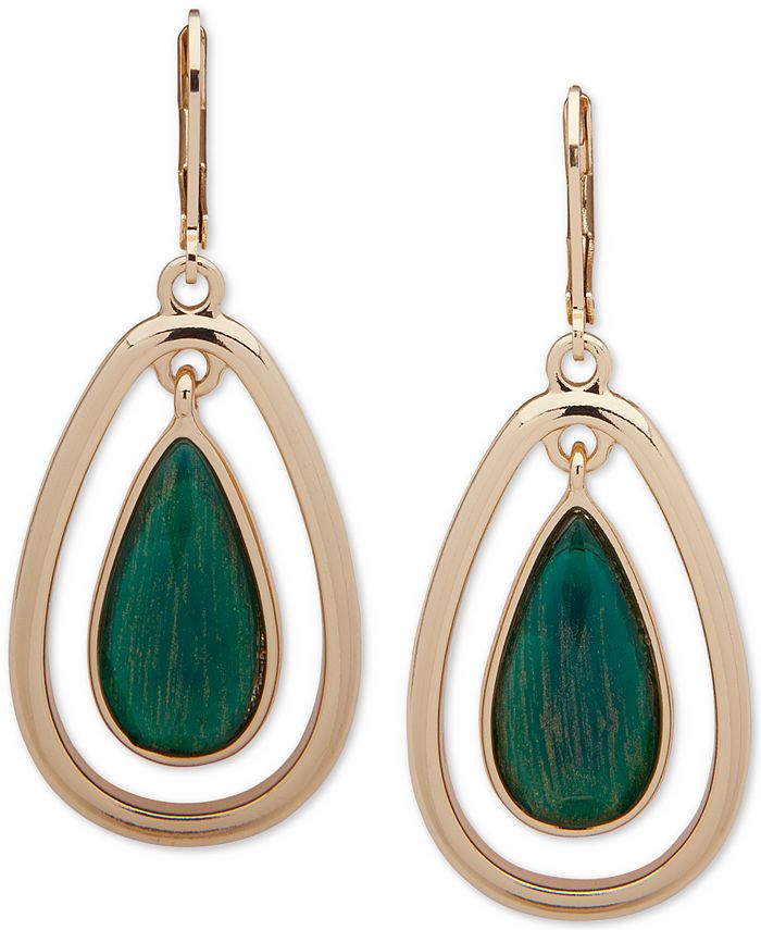 Anne Klein GoldTone Stone Orbital Drop Earrings Macy's