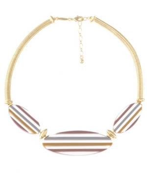 image of Trifari Gold-Tone Colored Resin Collar Necklace