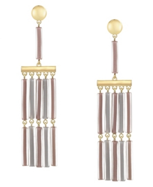 image of Trifari Gold-Tone Colored Fringe Tassel Earrings