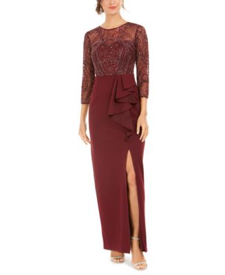 adrianna papell beaded column gown