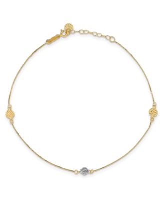 Macy's Puff Circle and Disc Anklet in 14k Yellow and White Gold - Macy's