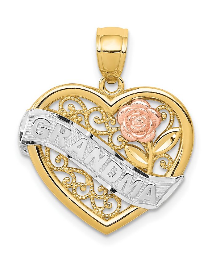 14K Gold I Love My Grandma Charm 18 Chain Jewelry 