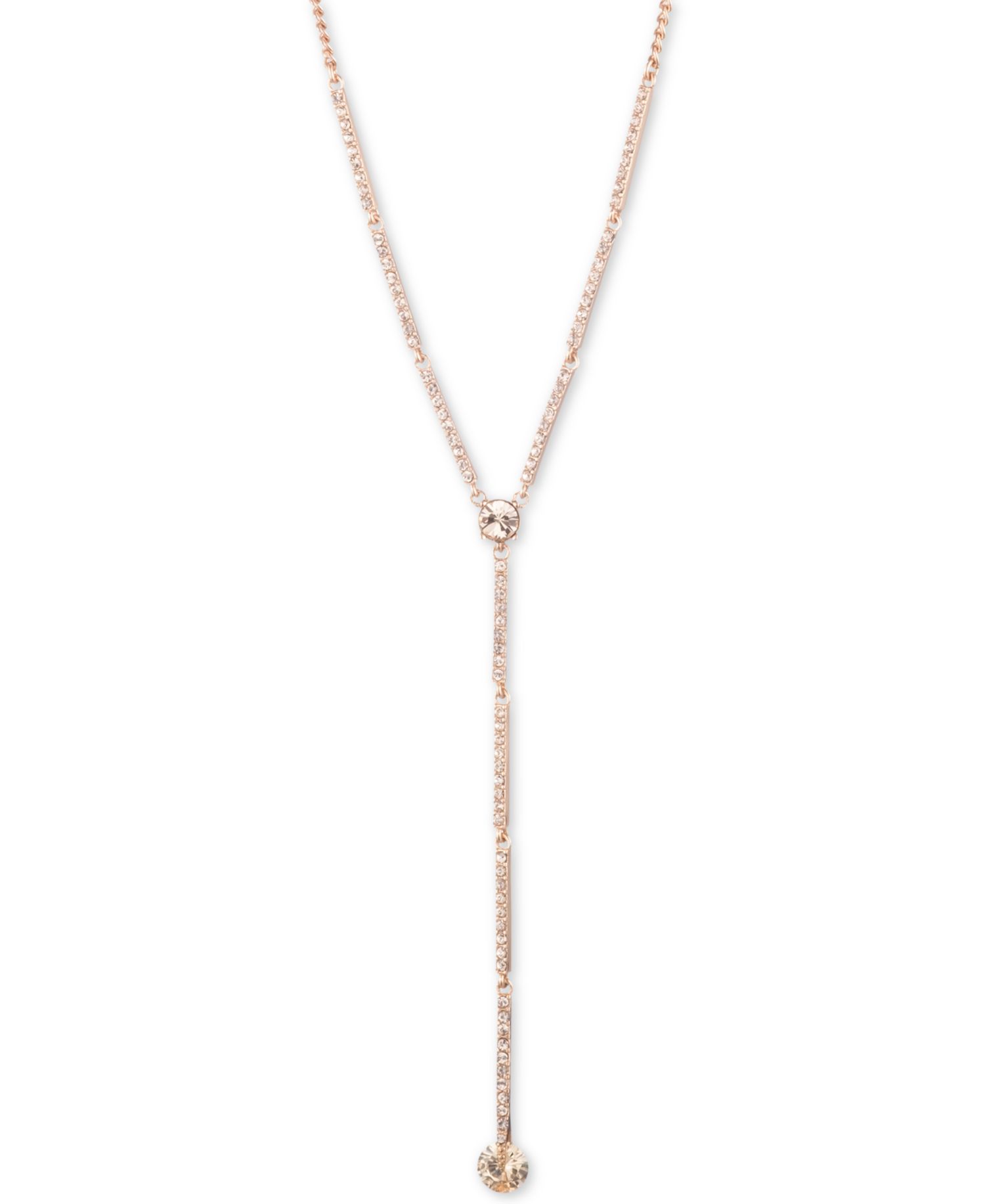 Crystal Lariat Necklace, 16"' + 3" extender