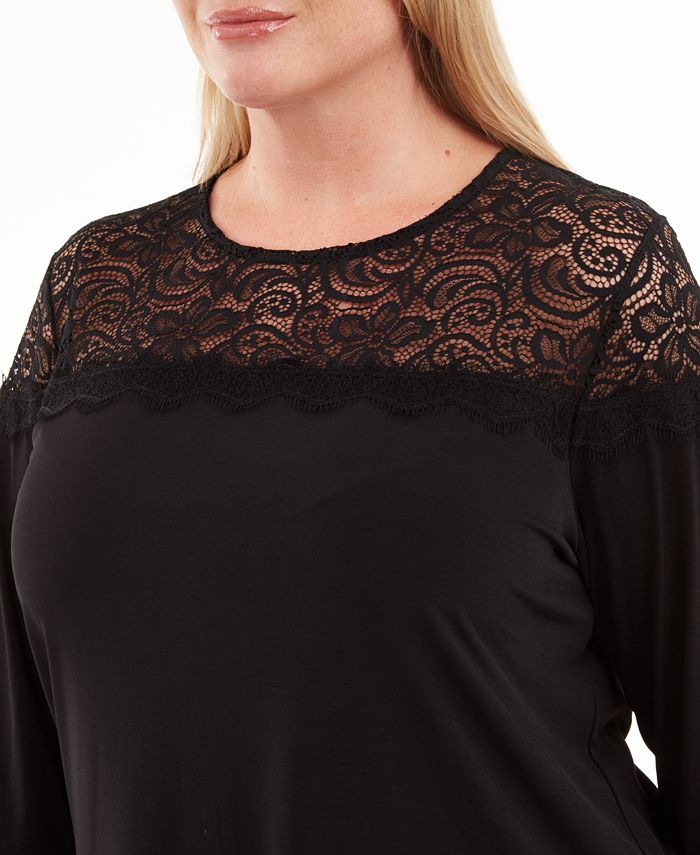Michael Kors Plus Size LaceYoke BellSleeve Top Macy's