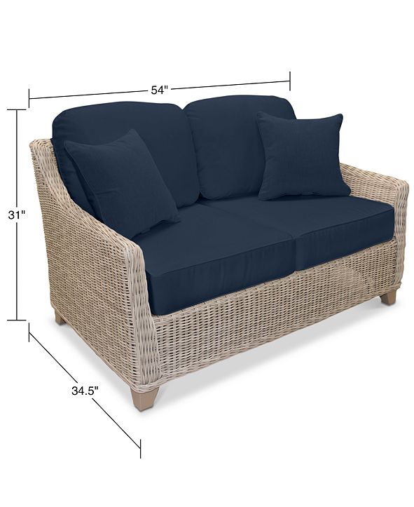 Furniture Willough Wicker Outdoor Loveseat with Custom Sunbrella