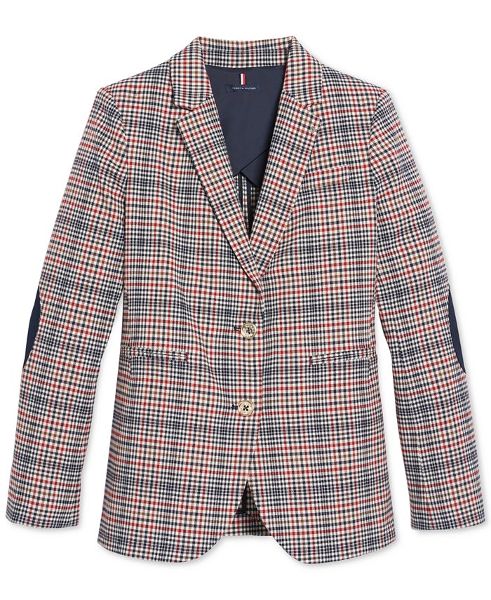 Tommy Hilfiger Elbow-Patch Plaid Blazer - Macy's