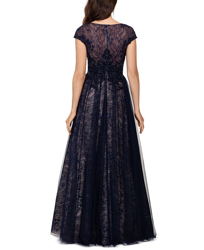 xscape embroidered lace ballgown