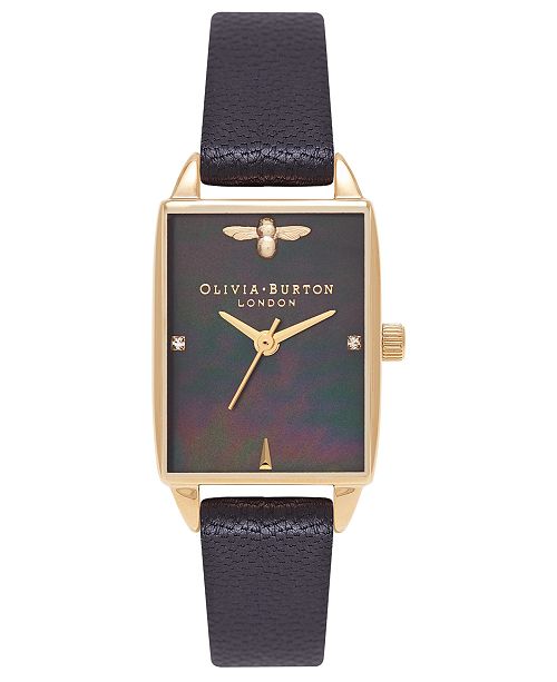Olivia Burton Women S Bee Hive Black Leather Strap Watch 20mm Reviews Watches Jewelry Watches Macy S