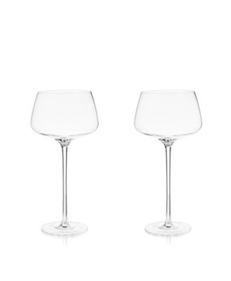 Viski Raye Angled Stemmed Amaro Spritz Cocktail Glasses - Drink