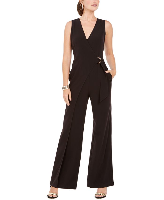 Vince Camuto D-Ring Belted Wrap Jumpsuit - Macy's