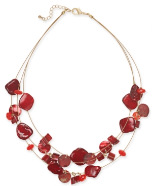 image of Style & Co Shell Multi-Row Illusion Statement Necklace, 18