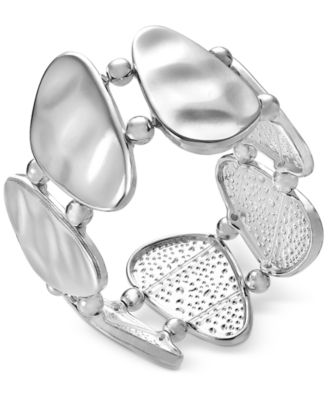 Style & Co - Silver-Tone Bead & Resin Sculptural Stretch Bracelet
