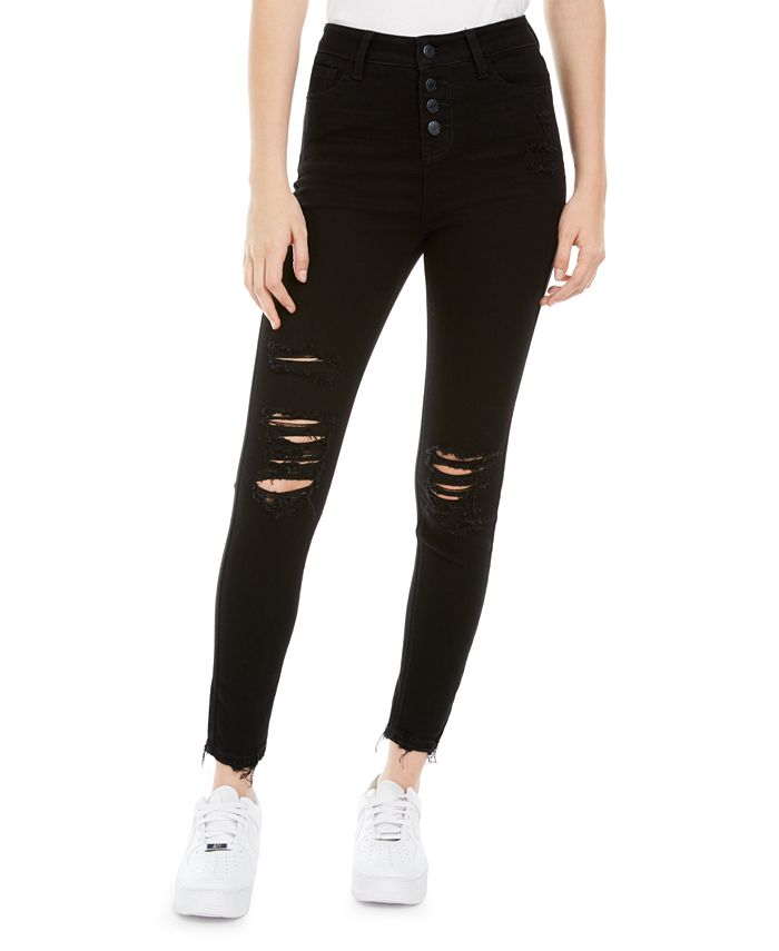 Vanilla Star Juniors Ripped Double-Button Bootcut Jeans