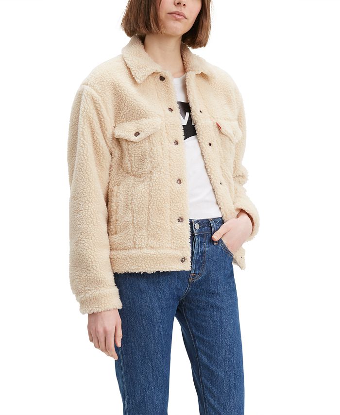 Levi's Women's Cotton Fleece Trucker Jacket & Reviews - Jackets & Vests -  Juniors - Macy's