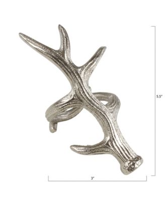 Rustic Napkin Ring With Antler Design, Set of 4
