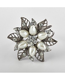 Bejeweled Flower Design Napkin Ring, Set of 4