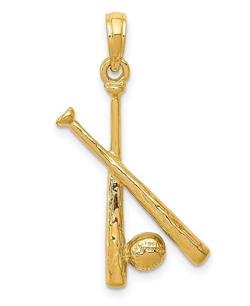 Macy S Baseball Bat And Ball Pendant In 14k Yellow Gold Reviews