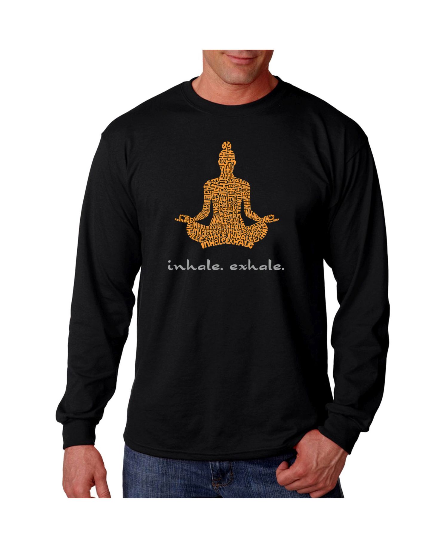 Men's Word Art Long Sleeve T-Shirt - Inhale Exhale