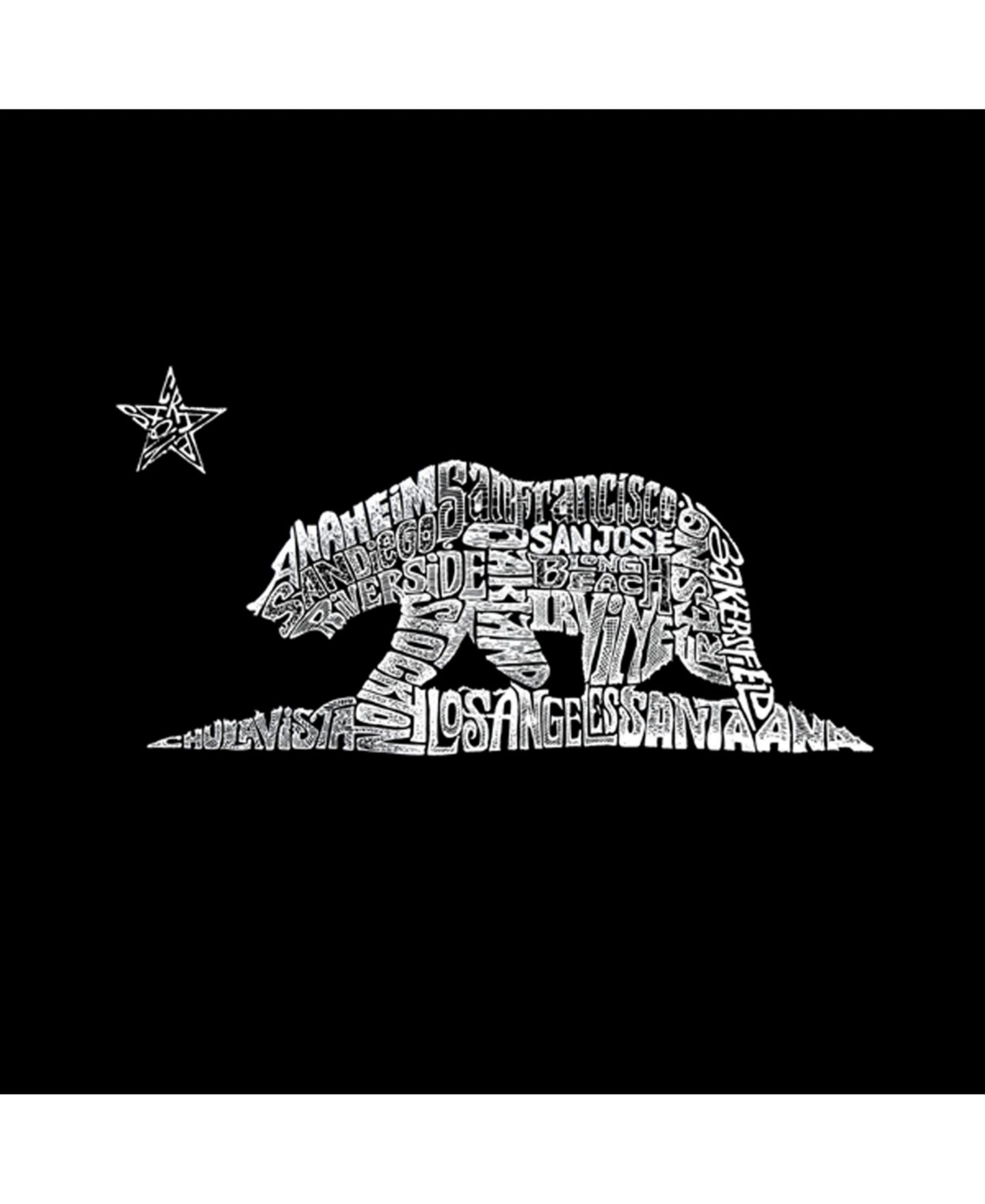 Мужская футболка LA Pop Art Word Art Long Sleeve - California Bear, цвет: Чёрный — фото 2