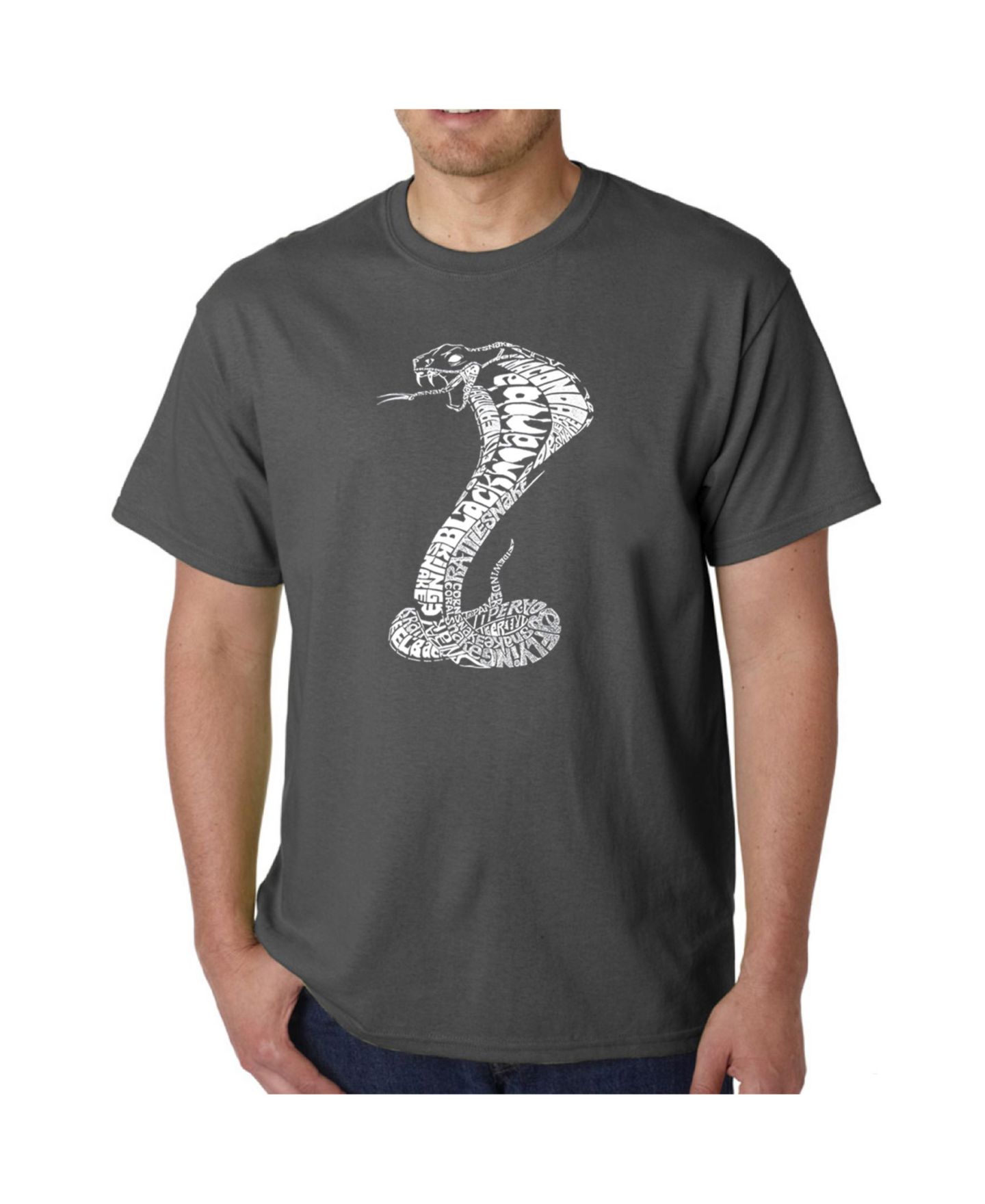 Мужская футболка LA Pop Art Word Art - Types of Snakes, цвет: Чёрный — фото 3