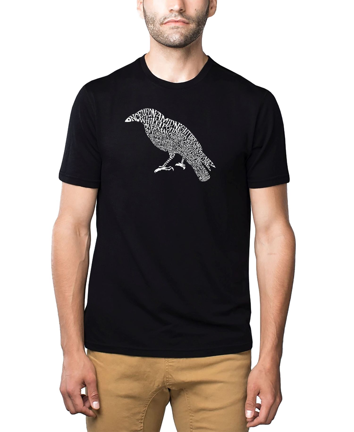 Men's Cotton/Poly Blend Word Art T-Shirt - The Raven