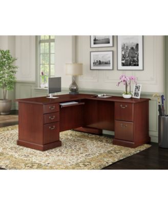 Kathy Ireland Home by Bush Furniture - kathy ireland&reg; Home by Bush Furniture Bennington L-Desk in Harvest Cherry