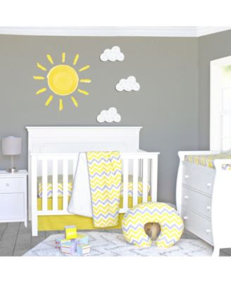 Pam Grace Creations 3 Piece Sunshine Yellow And Gray Chevron Crib