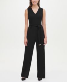 Belted V-Neck Jumpsuit