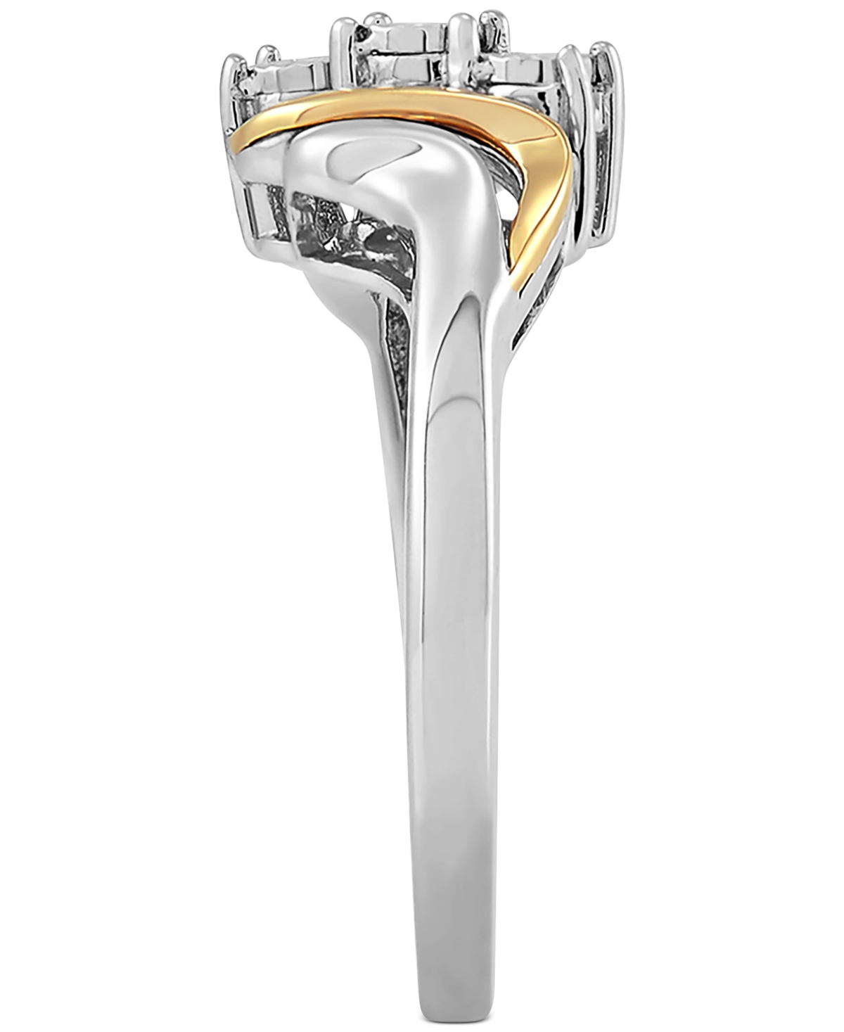 Macy's Diamond Accent Ring In 14k Gold And Sterling Silver In Gold,silver