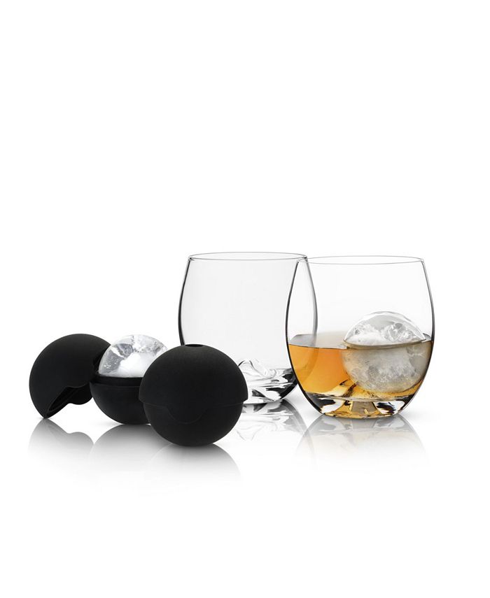  Godinger Whiskey Glasses and Sphere Ice Ball Maker Ice