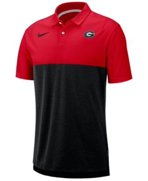 Nike Men's Georgia Bulldogs Dri-fit Colorblock Breathe Polo In Red/black
