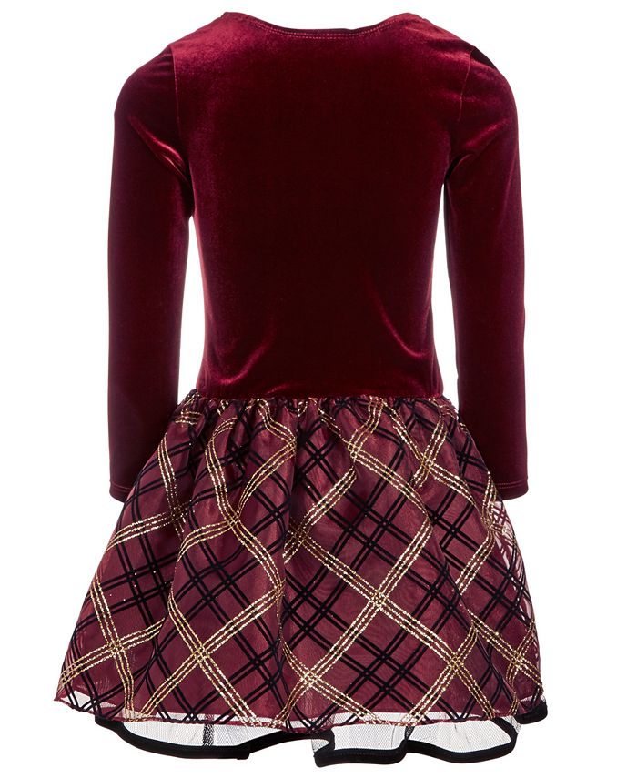 Baby girl bonnie jean velvet plaid dress discount