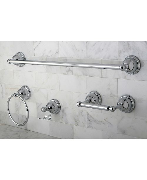 Kingston Brass Restoration 4-Pc. Towel Bar Bathroom Hardware Set in Polished Chrome & Reviews ...