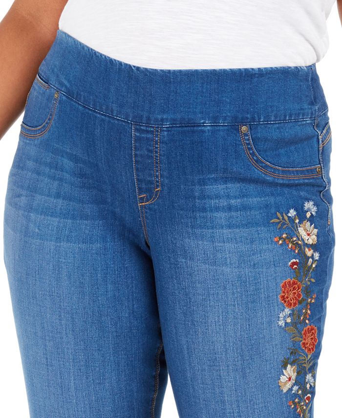 Style & Co Plus Size Ella Embroidered PullOn Jeans, Created For Macy's