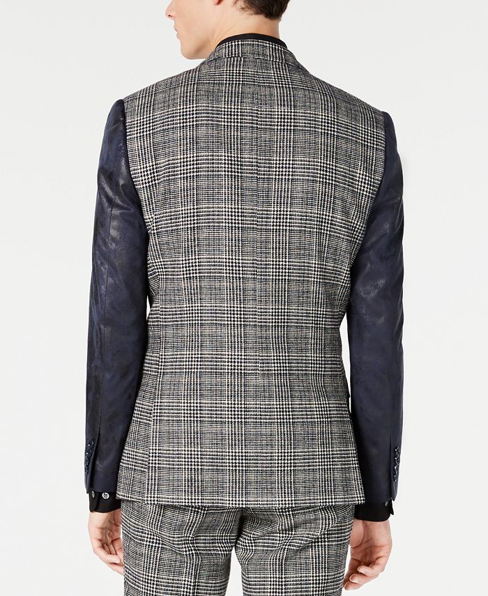 Paisley & Gray Men's SlimFit Blazer with Vegan Leather Sleeves Macy's