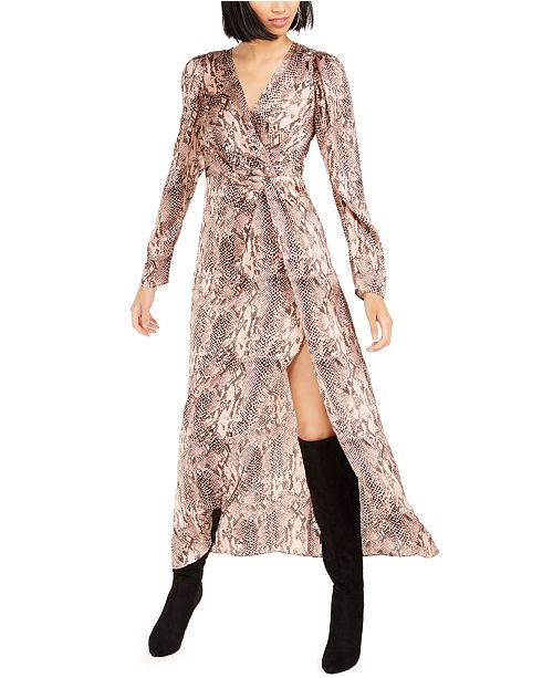 Bar Iii Becca Tilley X Snake Print Twist Front Dress Created For