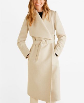 Double lapel wool blend wrap coat best sale